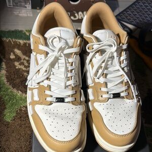AMIRI White and Tan Low-Top Sneakers